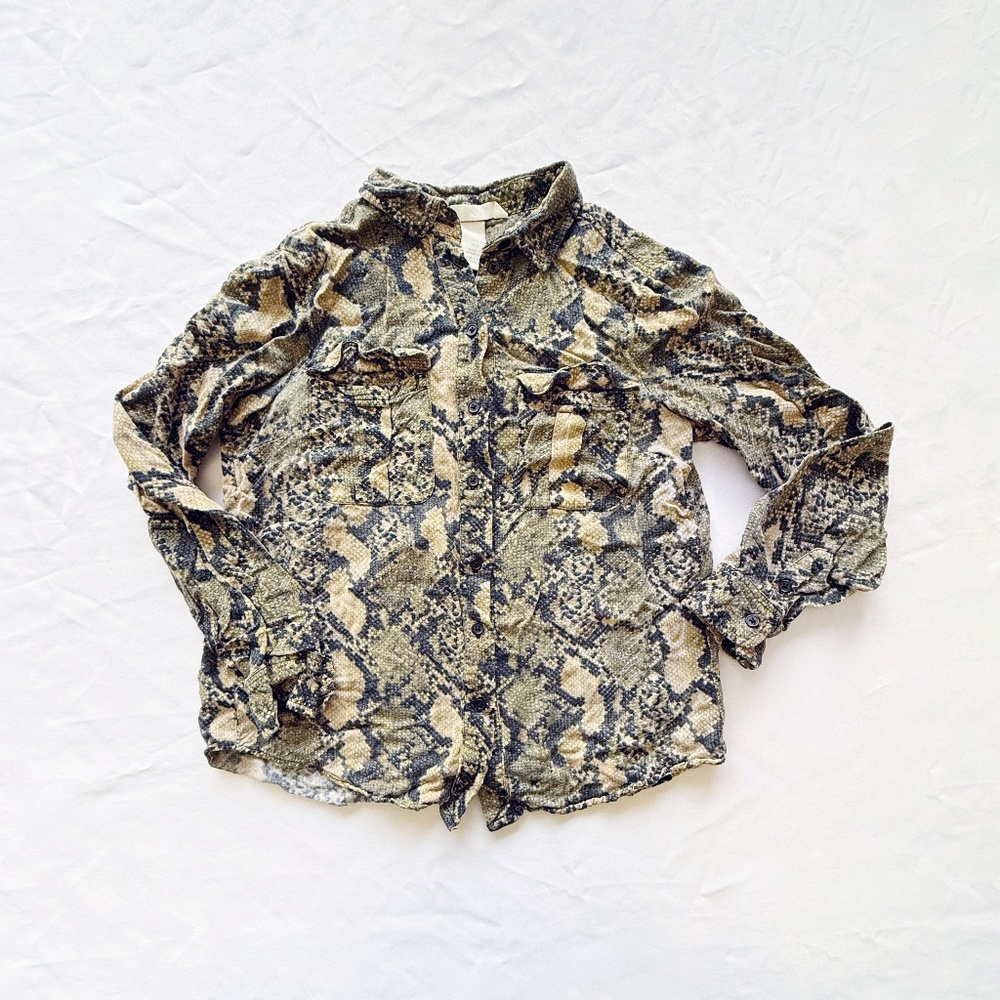 H&M Snakeskin Print Button Up - image 2